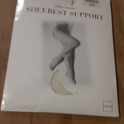 ONS JC PENNEY Sheer Caress Silky Sheerest Support Pantyhose QUEEN TALL BONE