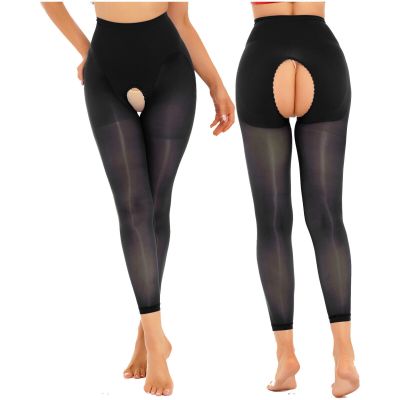 US Women's Sexy Sheer High Waist Tights Hollow Compression Workout Yoga Pants