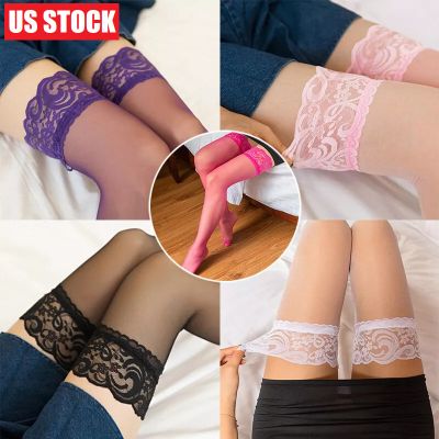 Women Stockings Lace Top Stay Up Thigh High Hold-ups Nightclub Pantyhose New USA
