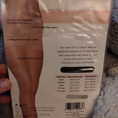 SOLUTIONS PANTYHOSE by Hanes Non control Size M silky soft sheer leg Granite