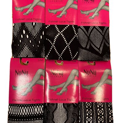 Nu&Nu Fishnet lace Tights . Assorted 6 Pack