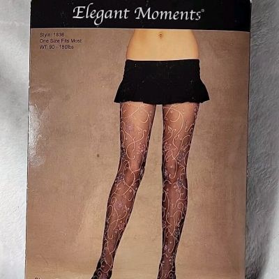 Elegant Moments Sheer Floral Scroll Pattern Pantyhose Style 1836 OSFM One Size