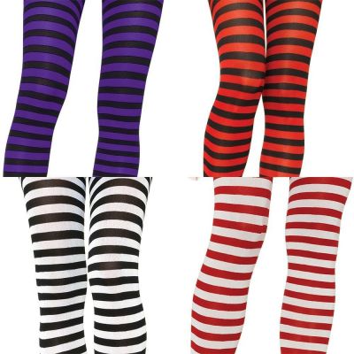 COSTUME PARTY TIME  PLUS SIZE  XL-1X  OPAQUE STRIPE TIGHTS in 4 COLOR NEW
