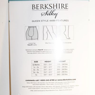 Berkshire Silky Queen Sheer Leg Control Top Reinforced Toe City Beige  Sz 3X-4X