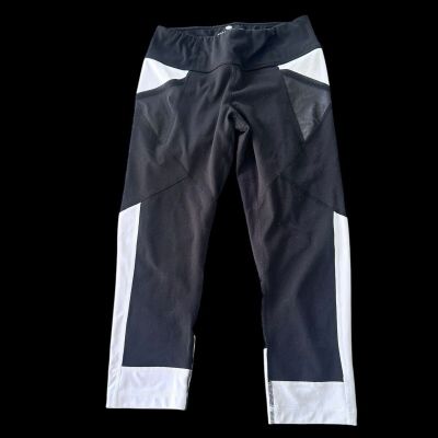 YOGALICIOUS Black & White w mesh accents Leggings Size Medium Workout Athleasure
