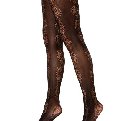INC International Concepts Women’s Lace Pattern Tights, Black, X-Small / Small
