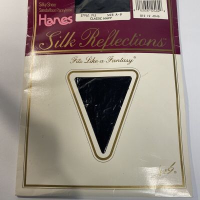 Vintage Hanes Silk Reflections Silky Sheer Classic Navy AB Pantyhose