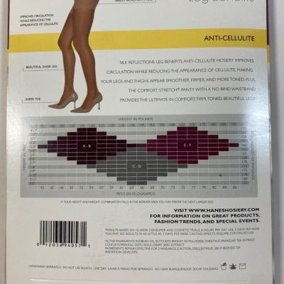 Hanes Silk Reflections Leg Benefits Anti-Cellulite Pantyhose Sz CD Barely Black