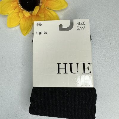 Hue Womens Lurex Rib Tights With Control Top Black Size S/M