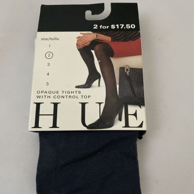 HUE Gray  Super Opaque Footless Tights Control Top Womens Size 2 New 1 Pair