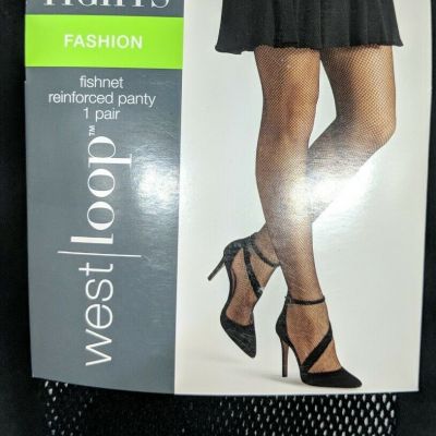 West Loop Tights Fashion Fishnet Reinforced Panty 1 Pair Size M/L | Black New