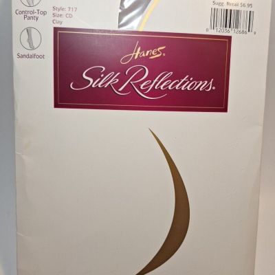 Hanes Silk Reflections Pantyhose Control Top Sandal Foot Style 717 Size C Clay
