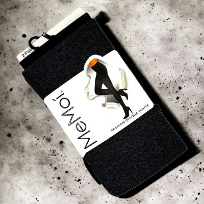 NEW MeMoi 2 Pair Tights Gray/Black Opaque Control Top Size S/M