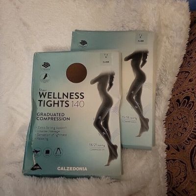 2 CALZEDONIA 140 Elisir Sheer Wellness Tights Graduated Compression. Size T2S