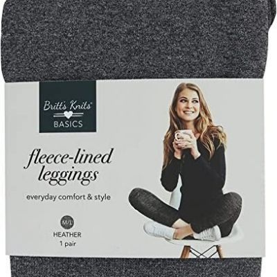BRITTS KNITS Womens Fleece-Lined Leggings Everyday Comfort & Style S/M Gray
