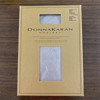 NEW Donna Karan Hosiery Style 0A854 Satin Rib Tights Small Smoke Gray Ribbed