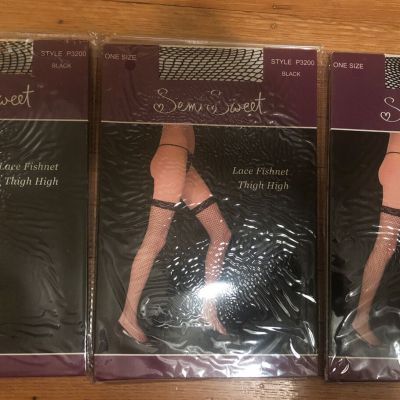 Semi Sweet Lot Of 6 Lace Fishnet Thigh High NEW  5’-5’9” 100-175 LBS