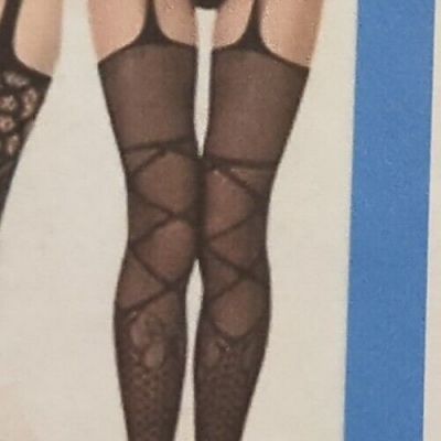 Black Fishnet Pink Garter Tights Stockings Hosiery Pantyhose Lace Sexy (1113)