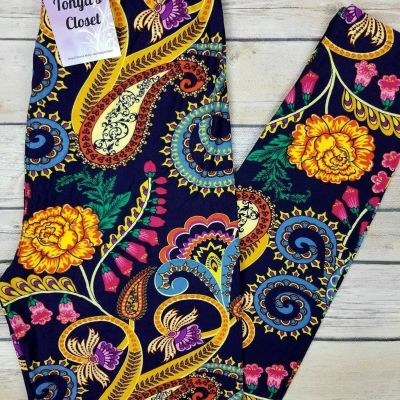 Bright Floral Paisley Leggings Buttery Soft ONE SIZE OS 2-10