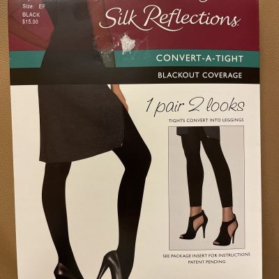Hanes Silk Reflections Blackout Coverage Convert-A-Tight, E/F, Black