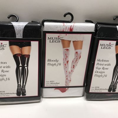 Music Legs Thigh Hi Stockings (4551 & 4336) 3-Packs