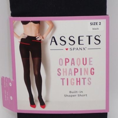 Spanx Assets Size 2 Black Opaque Shaping Tights w/ Built-In Shaper Short
