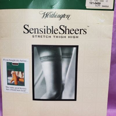 VTG NOS Worthington Sensible Sheers Stretch Thigh Highs Short Tan Gala Stockings