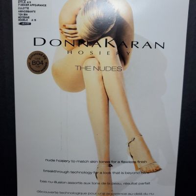 Donna Karan MED Luxury Hosiery Nudes Dark Brown Control Top Pantyhose B04 A19