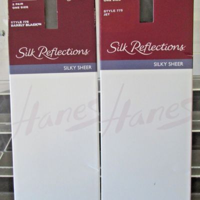 ( 4 ) pairs of LADIES HANES SILK REFLECTIONS KNEE HIGHS. Jet & Barely Black.