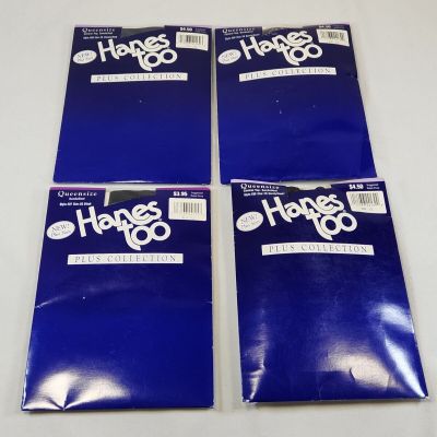 VTG NEW Hanes Too Plus Pantyhose Size 2Q Control Top Black Navy Lot of 4 NOS
