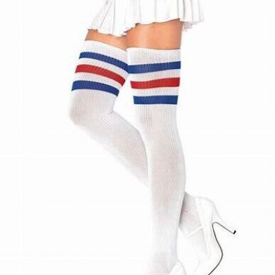 NEW Leg Avenue Athletic Ribbed Thigh Highs  Stockings White  Schoolgirl Cosplay
