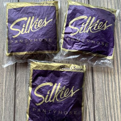 Vintage Silkies Pantyhose 507 Sheet Charm Medium Mocha Set Of 3
