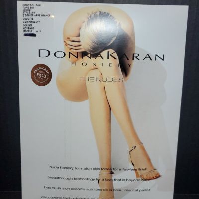 Donna Karan Med Luxury Hosiery Nudes Dark Brown Control Top Pantyhose B08 A19