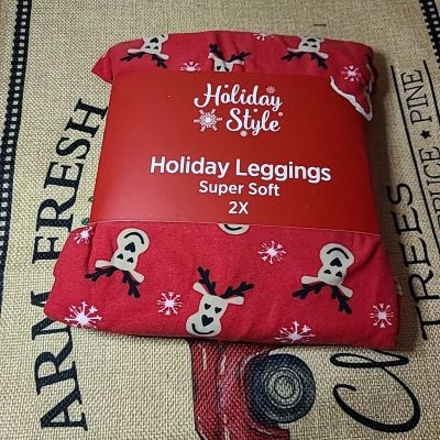 Holiday Style Leggings  Womens Super Soft Size 2x - NEW