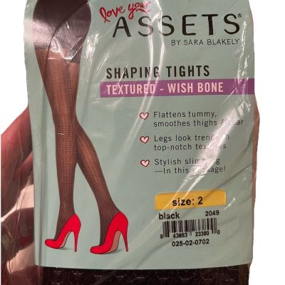 Love Your Assets Black Spanx Shaping Pantyhose Size 2 Wishbone Texture