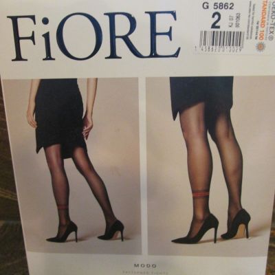FIORE MODO LEFT LEG RED RING TIGHTS PANTYHOSE 20 DENIER BLACK 3 SIZES