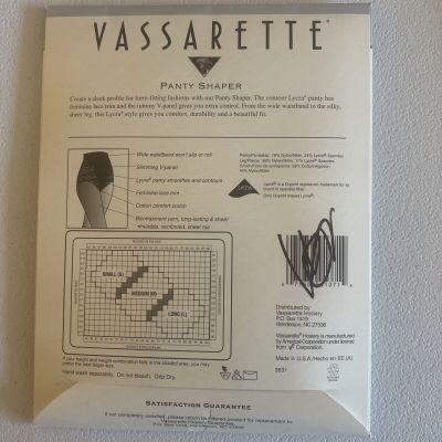 Vassarette Panty Shaper Tummy Control V-Panel Medium Off Black Pantyhose 8470