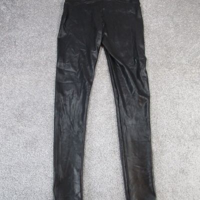 Spanx Leggings Womens Medium Petite Black Faux Leather Compression