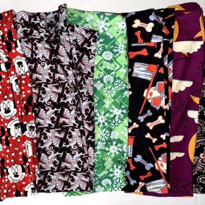 Lot of 7 LuLaRoe Leggings Multicolor Yoga Workout Women's One Size Mixed Prints