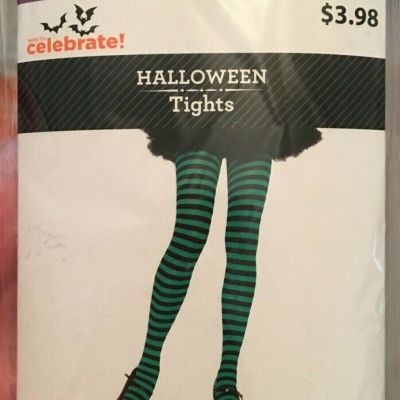 Green & Black  One Size Striped Tights Witch Costume Accessory Cosplay Halloween