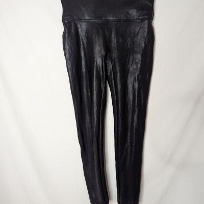 SPANX Faux Leather Shiny Black LEGGINGS Size M