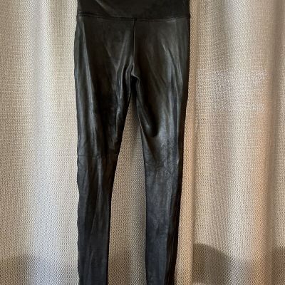SPANX Faux Leather Leggings Women's Sz S / P  Black 2437 (New)