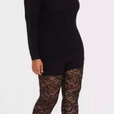 Torrid Black Floral Lace Signature Waist Full Length Legging Plus Size 2X, 18/20
