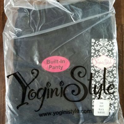 NEW Black Yogini Style Yoga Legging Pants Built In Pant Panty Size M Petite