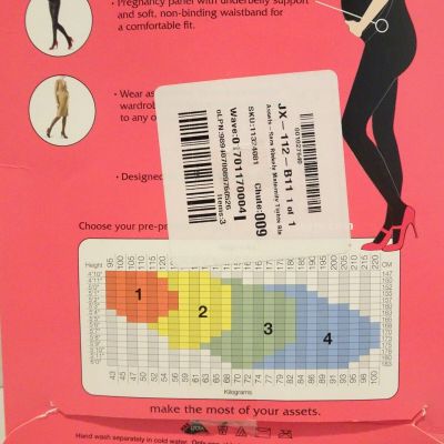 Marvelous Mama Assets by Blakely BLACK Maternity Opaque Tights Sz 1 NEW
