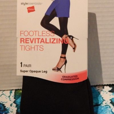 Hanes Black Footless Revitalizing Tights size M/L
