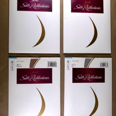 4 Pairs HANES Silk Reflections Sheer Panty Hose, All Size CD