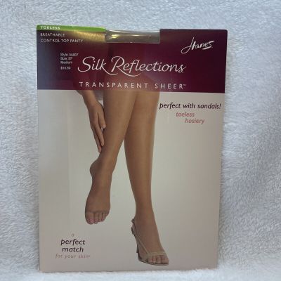 NEW Silk Reflections Hanes Transparent Sheer Toeless Control Top EF Light OA937