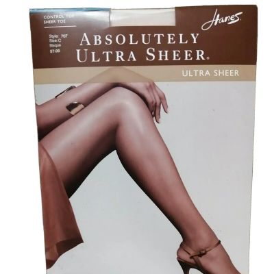 Hanes Absolutely Ultra Sheer Control Top Sheer Toe Pantyhose  Style 707 Size C