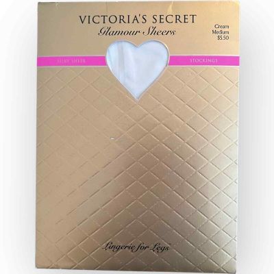 Vintage Victorias Secret Glamour Sheers Stockings Size Medium Cream Silky Sheer